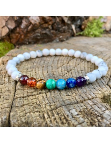 Bracelet 7 chakras « Calme » Howlite - Argent 925 - 6 mm online