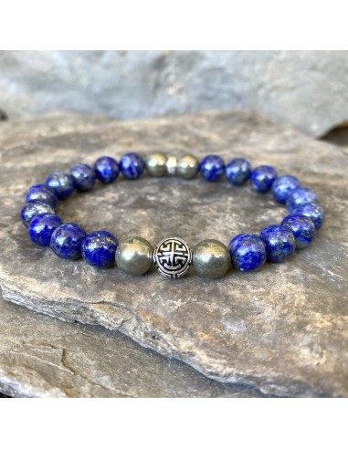 Bracelet Chance « Confiance » Lapis Lazuli & Pyrite - 8 mm Paris Déstockage Promo