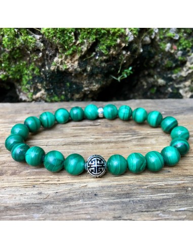 Bracelet « Guérison » Malachite - Argent 925 - 8 mm Jusqu'à 80% De Réduction