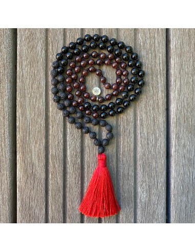 Collier Mala « Confiance et Protection » Grenat, Pierre de Lave, Obsidienne - 6 mm Comment ça marche