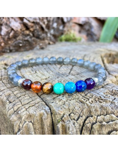 Bracelet 7 chakras « Protection » Labradorite - Argent 925 - 6 mm online