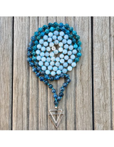 Collier Mala Luxe « Eveil spirituel » Cyanite, Apatite, Aigue-Marine et Pierre de lune - 8 mm acheter en ligne