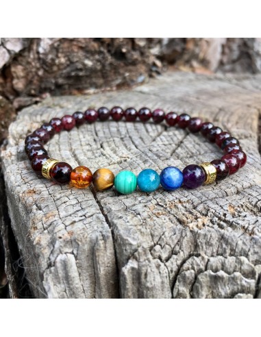 Bracelet 7 chakras « Confiance » Grenat - 6 mm sélection de produits