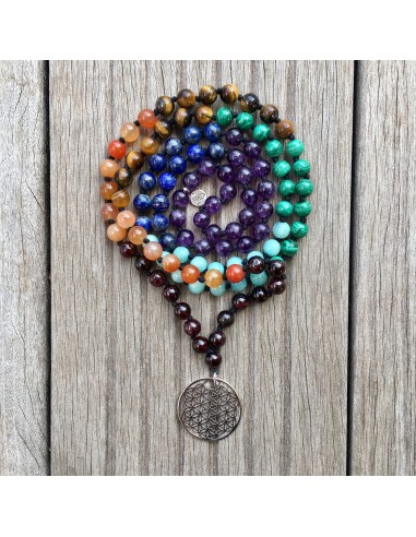 Collier Mala 108 Perles des 7 chakras « Guérison » - 8 mm Livraison rapide