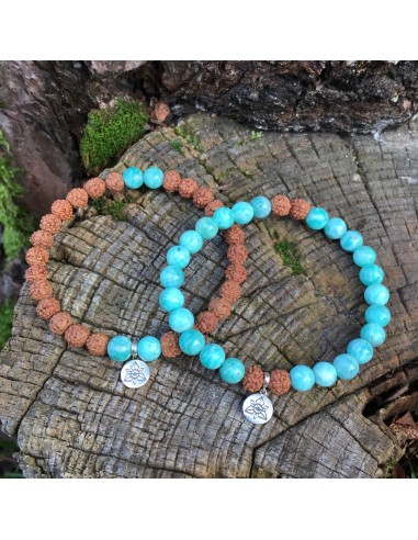 Bracelet double « Confiance » Amazonite et Rudraksha - 6 mm shop