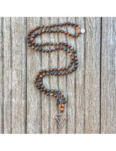 Collier Mala « Optimisme » Pietersite et Rudraksha - 6 mm shop