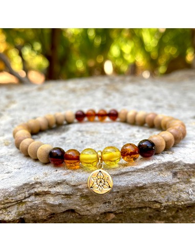 Bracelet Premium « Positivité & Bien-être » Ambre et Bois de Santal - 6 mm est présent 