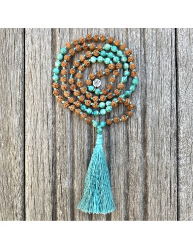 Collier Mala « Sérénité » Amazonite et Rudraksha de la marque