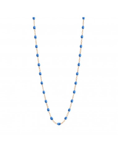 Collier bleu fluo Classique Gigi, or rose, 42 cm brillant des détails fins