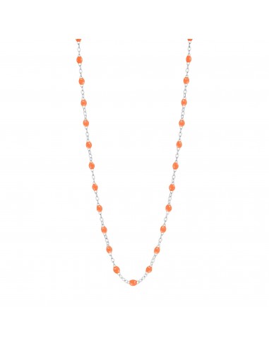 Collier orange fluo Classique Gigi, or blanc, 42 cm pas cheres