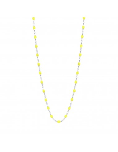 Collier jaune fluo Classique Gigi, or blanc, 42 cm Venez acheter