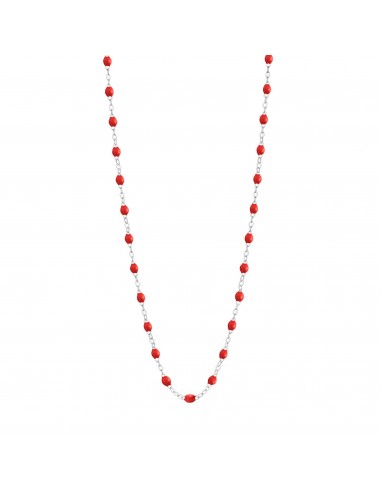 Collier coquelicot Classique Gigi, or blanc, 42 cm français