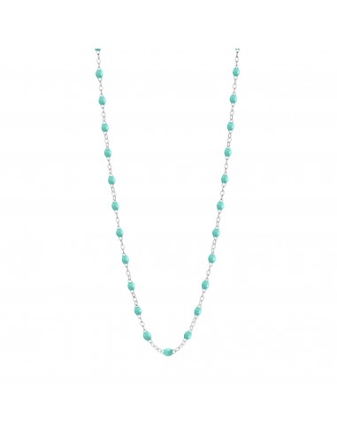 Collier vert d'eau Classique Gigi, or blanc, 42 cm en stock